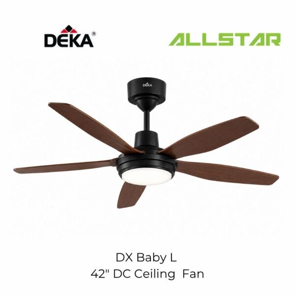 Deka DC Motor LED Baby Fan 42" DX BABY With 16 Speed Selection & Light Dark Wood Decorative Ceiling Fan