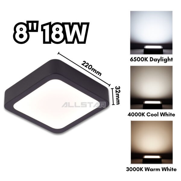 LED Surface Downlight 12W 18W 24W Mounted Ceiling Lights Down Light Home Lighting Lampu Siling Rumah Black Frame