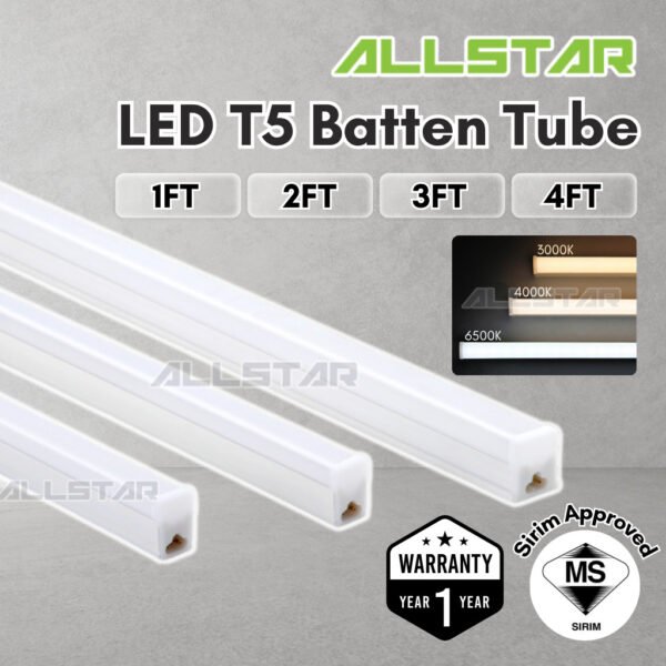 【SIRIM】LED T5 Batten Tube 3 Pin Light Lamp Bulb Complete Set Celling Light Energy saving 1ft/ 2ft/ 3ft/ 4ft