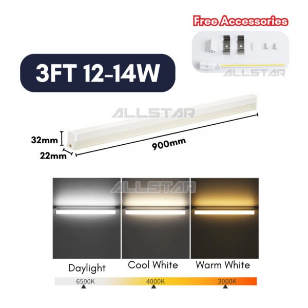【SIRIM】LED T5 Batten Tube 3 Pin Light Lamp Bulb Complete Set Celling Light Energy saving 1ft/ 2ft/ 3ft/ 4ft