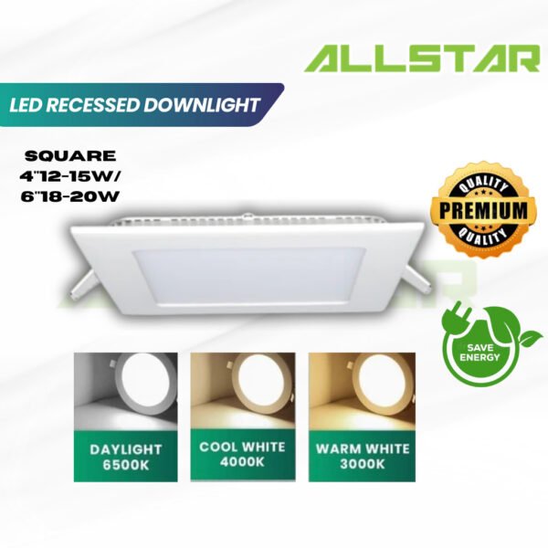 LED Recessed Downlight 12W 20W 24W Down Light Siling Ceiling Round Square Room Lights Lighting Lampu Rumah White