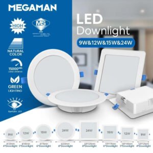 [SIRIM] Megaman LED Downlight Lampu Siling Surface Recessed Ceiling Light (4"/5"/6/8"/9W/12W/15W/24W