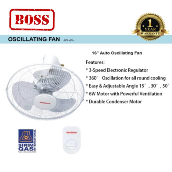 Panasonic Auto Wall Fan 5 Speed Selections (16") F-MQ409 & Boss BAF-360