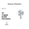 Panasonic Wall Fan 3 Speed On/Off Switch (16") F-MU408