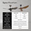 DEKA+ MONZIO 42" 56'' 3 Blades 24 Speed with RemoteControl DC Ceiling Fan Magnesium/White/ Walnut/ Pinewood Kipas Siling