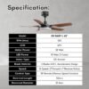 Deka DC Motor LED Baby Fan 42" DX BABY With 16 Speed Selection & Light Dark Wood Decorative Ceiling Fan