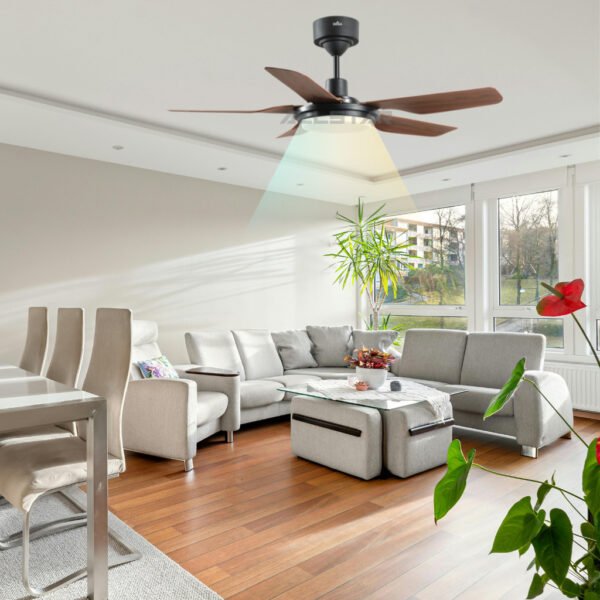 Deka DC Motor LED Baby Fan 42" DX BABY With 16 Speed Selection & Light Dark Wood Decorative Ceiling Fan