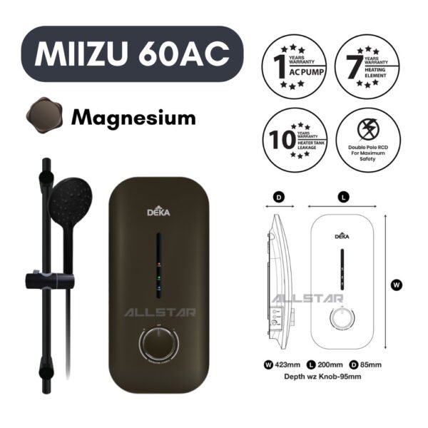 Deka Water Heater Instant Shower Set Pump Miizu Premio Nero Matt Black Hot Cool Home Bathroom