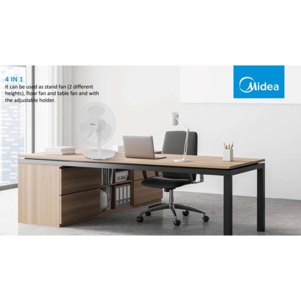 Midea 16'' Stand Fan Black MF-16FS23C-BK / 4 in 1 Multi Function Table Fan or Floor Fan / Adjustable Height / Black