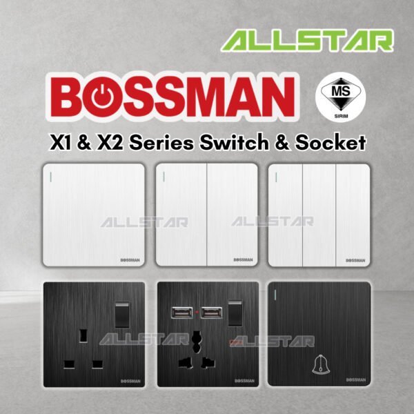 Bossman Premium Switch Socket X1 & X2 Series Sirim Approved 13A Socket Outlet Power Wall Plug