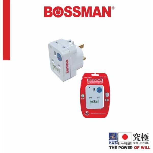 BOSSMAN - 3-way Adaptor SIRIM-Certified 250V BS3A
