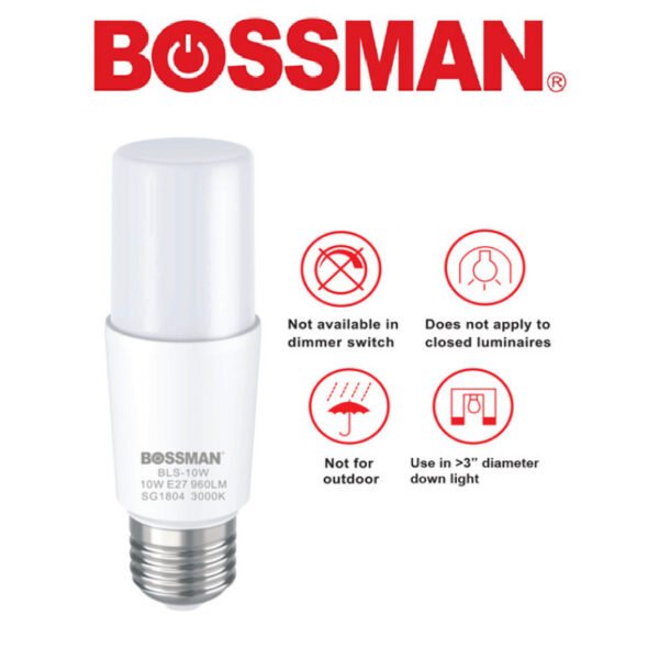 BOSSMAN LED Stick Bulb E27 PLC 15W Energy Saving Mentol Lampu Meja Siling Ceiling Lighting Table Lampu Down Light BLS15D