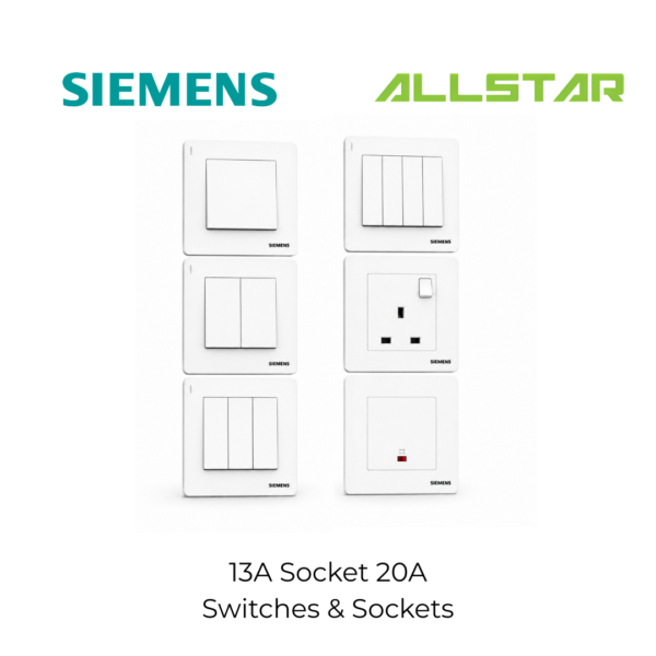 10 ✨SIRIM + READY STOCK✨ Siemens Switches & Sockets 1 Gang 2 Gang 3 Gang 4 Gang 13A Socket 20A