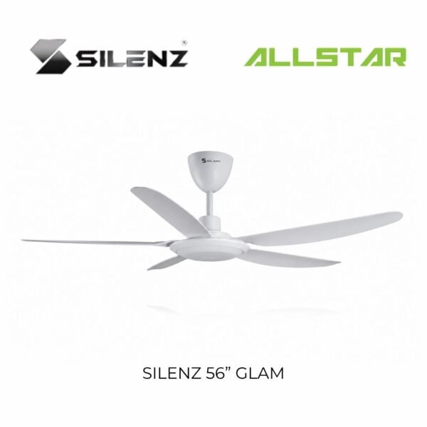 SILENZ 56” GLAM DC MOTOR Super Save Electric Ceiling Fan(WHITE & DARKWOOD)