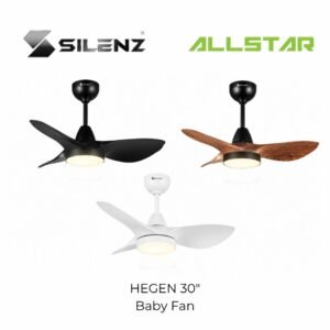 117 SILENZ HEGEN 30" DC Motor Remote Mini LED Ceiling Fan (Matt Black/White/Oak) (5 Years Warranty)