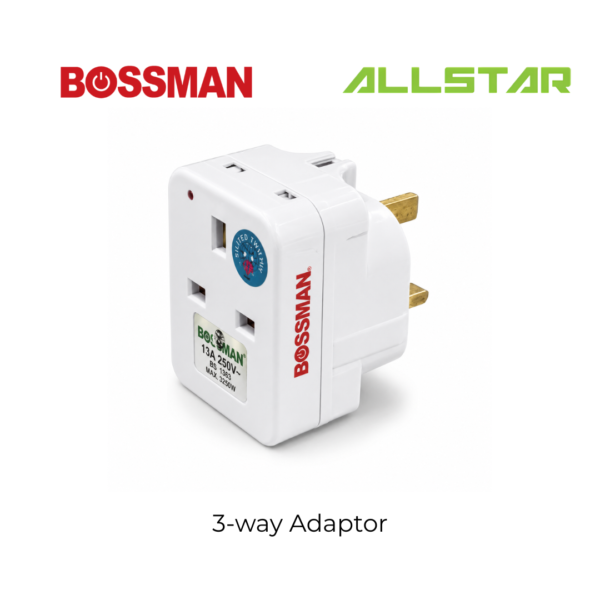 BOSSMAN - 3-way Adaptor SIRIM-Certified 250V BS3A