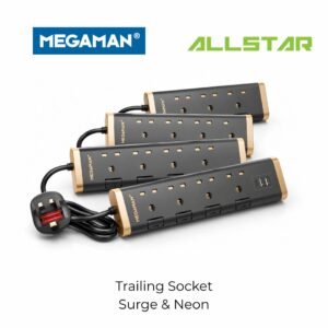 18.5.26_Home Appliances_WEBSITE_THUMBNAIL(2) MEGAMAN TRAILING SOCKET SURGE & NEON (4G +2USB +1TYPE C) Extension Socket with Individual Switch & Neon HEAVY DUTY