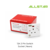 2 3A 3 Pin Switch Socket 13A Switches Wall Switch Wall Socket Soket Dinding 3 pin socket (13A Socket Neon)