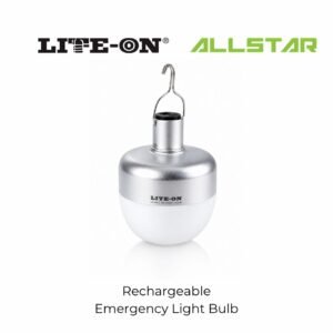 Lite-On LO1801EB LED Rechargeable Emergency Bulb – 68W / 128W / 180W Super Bright DL-6500K + USB Cable