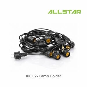 Waterproof 10MTR X10 E27 Lamp Holder Outdoor LED String Light Cafe Garden Weatherproof Hanging Bulb Socket Patio Raya