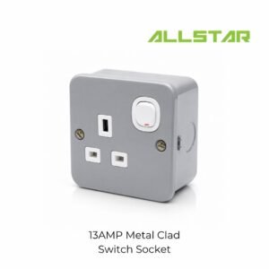 255 13AMP Metal CLAD SINGLE 1 Gang OR DOUBLE 2 Gang SWITCH SOCKET 3 PIN METAL CLAD