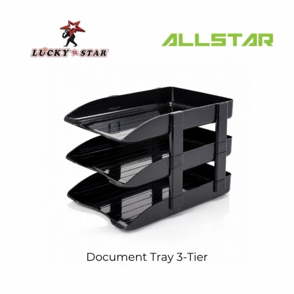 3-Tier Document Tray with Mirror Polish by Lucky Star Tingkat Paper Tray 3 Tier