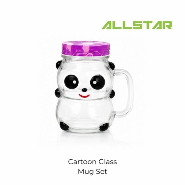 Cute Cartoon Glass Mug with Lid & Straw Duck Panda Drinking Jar Coffee Milk Cup Kids Gift