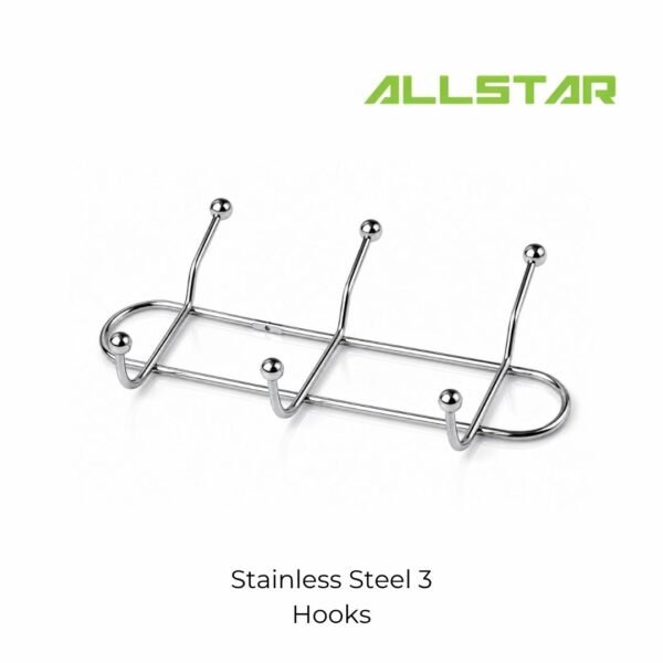 270 NB650 Stainless Steel 3 Hooks Wall Rack Rustproof Heavy Duty Towel Clothes Hanger Bathroom Kitchen Organizer
