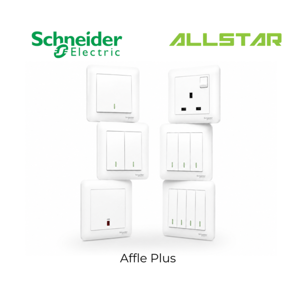 Schneider Affle Plus Series White Switches & Sockets / 13A Switch Socket / Door Bell Switch with SIRIM [Ready Stock]