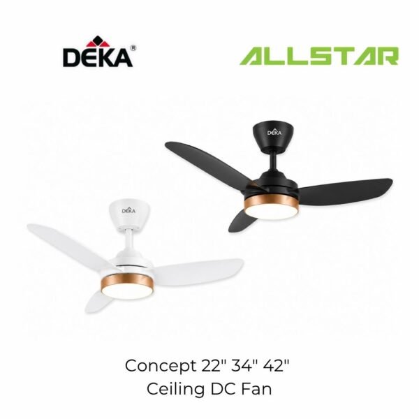 DEKA CONCEPT MINI LED Series 42" 3 Blades 7 Speed Control + Reverse DC Ceiling Fan Magnesium/White Kipas Ceiling