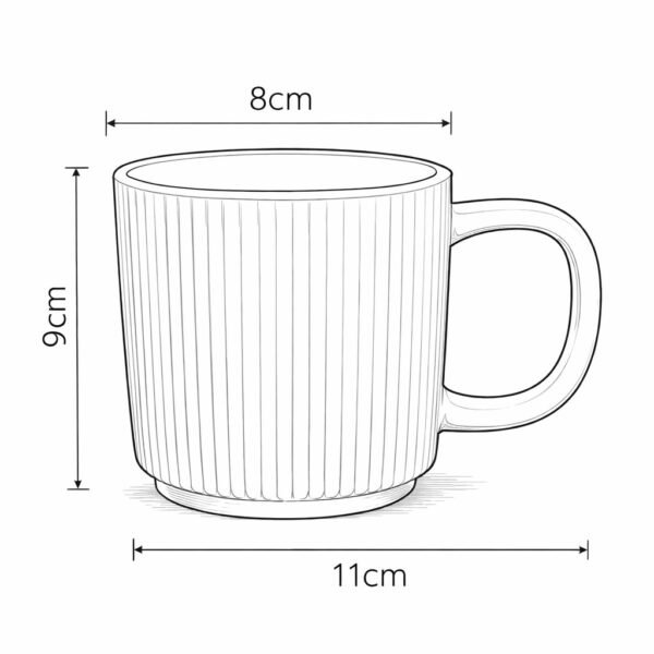 Ceramic Mug Set Pastel Color Coffee Cup Ribbed Design Heat Resistant Cup Tea Milk Mug Set