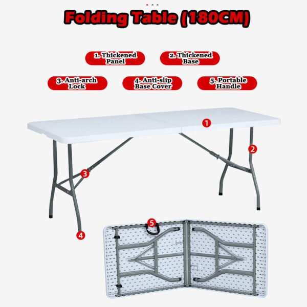 Foldable Table Honeycomb Structure Heavy Duty Portable Picnic Table Reinforced Steel Frame Space Saving Home Outdoor Use