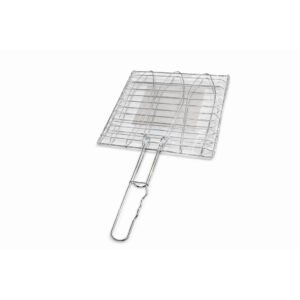 Stainless Steel BBQ Grill Rack 47x25cm Heavy Duty Grilling Basket with Handle Portable Outdoor Barbecue Tool