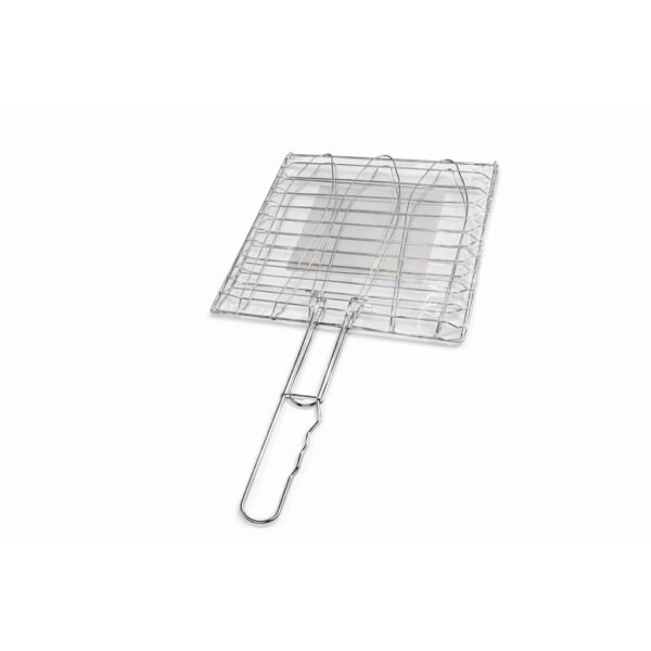 69f82c137f5e2_1777871891.jpg Stainless Steel BBQ Grill Rack 47x25cm Heavy Duty Grilling Basket with Handle Portable Outdoor Barbecue Tool