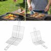 69f82c144e69e_1777871892.jpg Stainless Steel BBQ Grill Rack 47x25cm Heavy Duty Grilling Basket with Handle Portable Outdoor Barbecue Tool