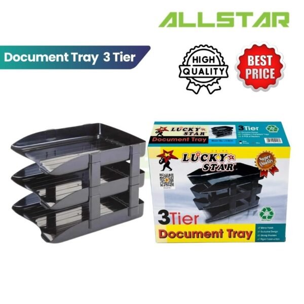 69f82c14a7587_1777871892.jpg 3-Tier Document Tray with Mirror Polish by Lucky Star Tingkat Paper Tray 3 Tier