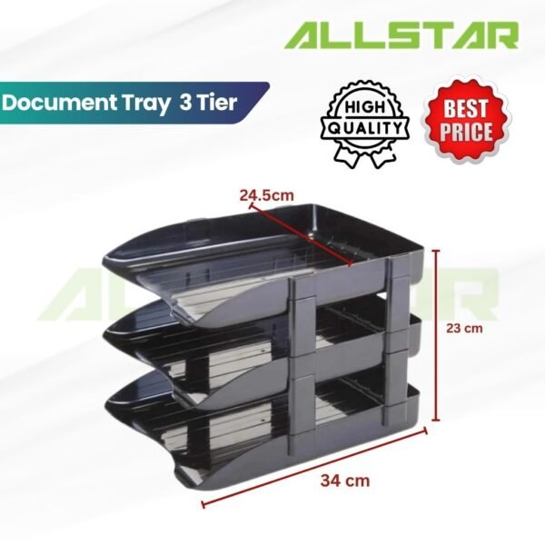 69f82c15124ed_1777871893.jpg 3-Tier Document Tray with Mirror Polish by Lucky Star Tingkat Paper Tray 3 Tier