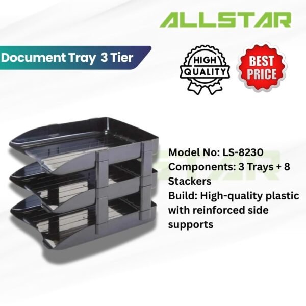 69f82c1562fc7_1777871893.jpg 3-Tier Document Tray with Mirror Polish by Lucky Star Tingkat Paper Tray 3 Tier