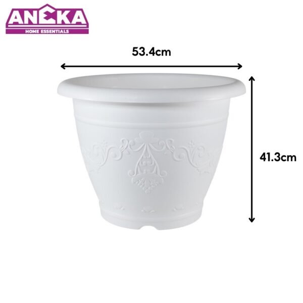 ANEKA High Quality Plastic White Round Flower Pot Pasu Bunga 12inch to 21inch