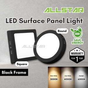 Black Frame LED Surface Downlight 12W 18W 24W Mounted Ceiling Lights Downlight Home Lighting Lampu Siling Rumah