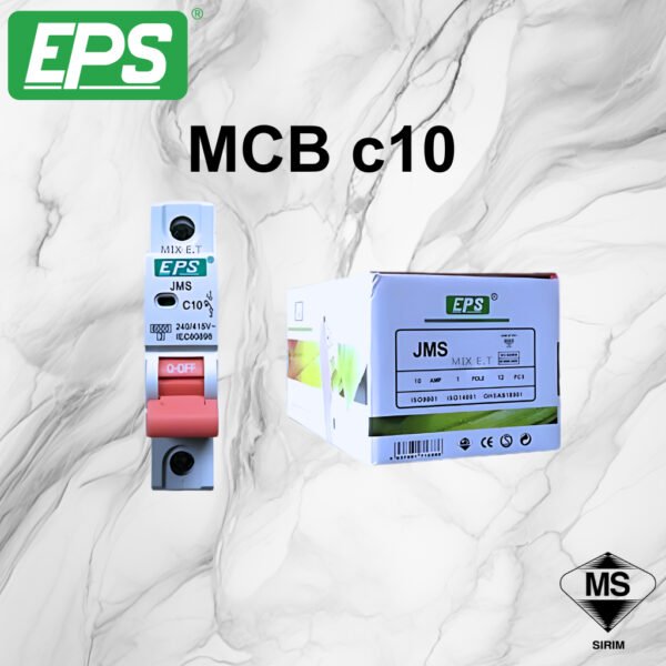 EPS 1 POLE MCB 10A/16A/20A/32A MINIATURE CIRCUIT BREAKERS (6KA) SIRIM APPROVE -NEW JMS SERIES MCB 1POLE