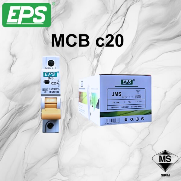 EPS 1 POLE MCB 10A/16A/20A/32A MINIATURE CIRCUIT BREAKERS (6KA) SIRIM APPROVE -NEW JMS SERIES MCB 1POLE