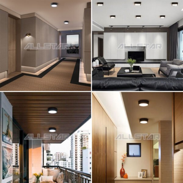 Black Frame LED Surface Downlight 12W 18W 24W Mounted Ceiling Lights Downlight Home Lighting Lampu Siling Rumah