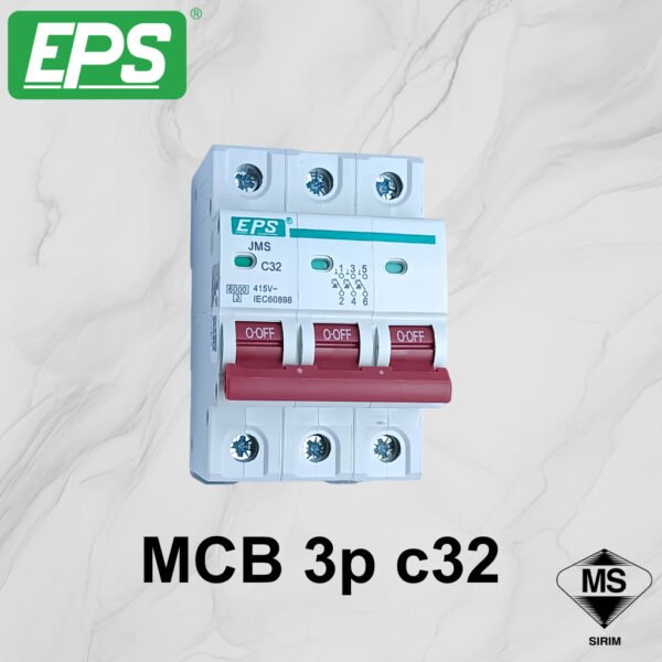 EPS 1 POLE MCB 10A/16A/20A/32A MINIATURE CIRCUIT BREAKERS (6KA) SIRIM APPROVE -NEW JMS SERIES MCB 1POLE