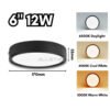 Black Frame LED Surface Downlight 12W 18W 24W Mounted Ceiling Lights Downlight Home Lighting Lampu Siling Rumah