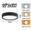 Black Frame LED Surface Downlight 12W 18W 24W Mounted Ceiling Lights Downlight Home Lighting Lampu Siling Rumah