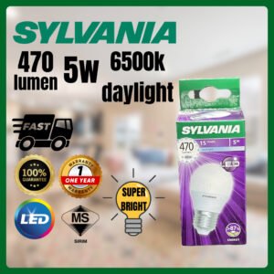 **SYLVANIA 5W LED Bulb E27 Socket – 470 Lumens, 6500K Daylight**