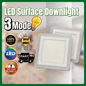 LED Surface Downlight 3 Modes Downlight 3 Colour 12W+4W | 18W+6W LED Colour Ceiling LightSquare Lampu Siling