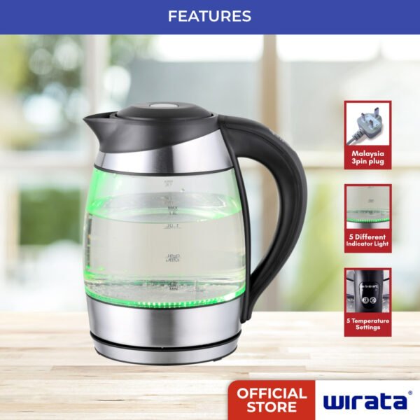 Wirata JK-255 Electric Glass Kettle 1.7L
