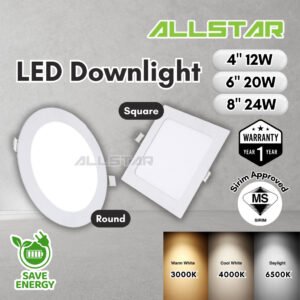 【SIRIM】LED Recessed Downlight 12W 18W Down Light Siling Ceiling Round Square Room Lights Lighting Lampu Rumah White